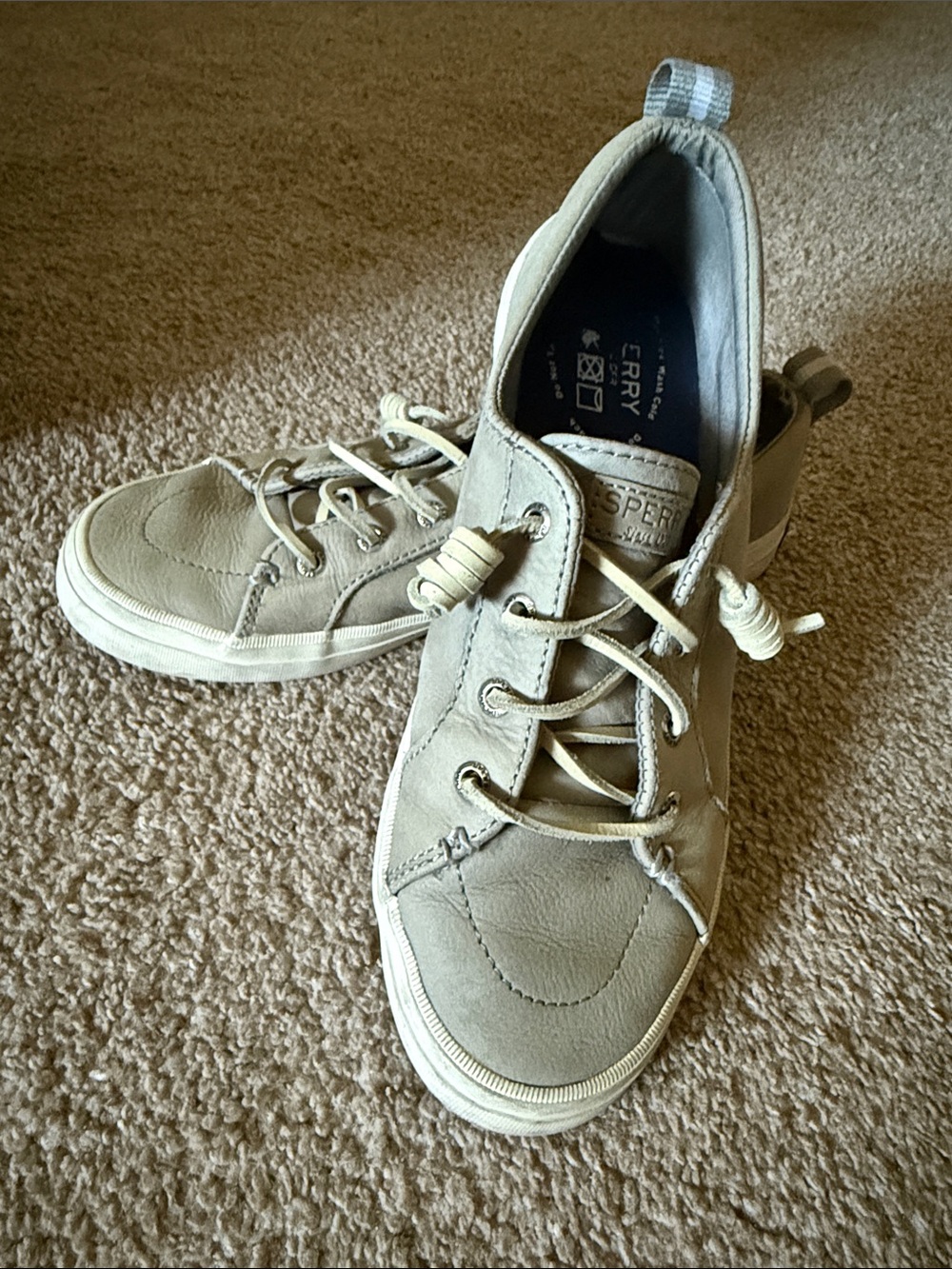 Sperry Crest Vibe Sneakers | Women's Size 8 | Light Gray Leather